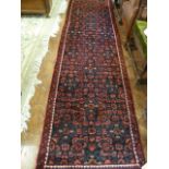 Red ground Persian all over design runner 10' x 3'