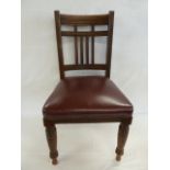 Set 6 Victorian mahogany oxblood leather seated dining chairs