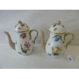 Herend porcelain flowers and fruit patterned coffee pots (2)