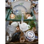 Sundry glass and china teapots etc (2 boxes)