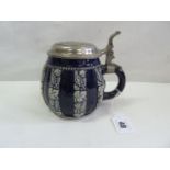 German salt glaze beer stein presented as a trophy to captain in the British Army at the end of