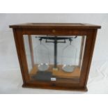 Scientific balance in glazed case - Philip Harris Ltd,