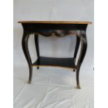 French ebonised and gilded ormolu mounted centre table with concealed drawer (-Coleurs De Styles)