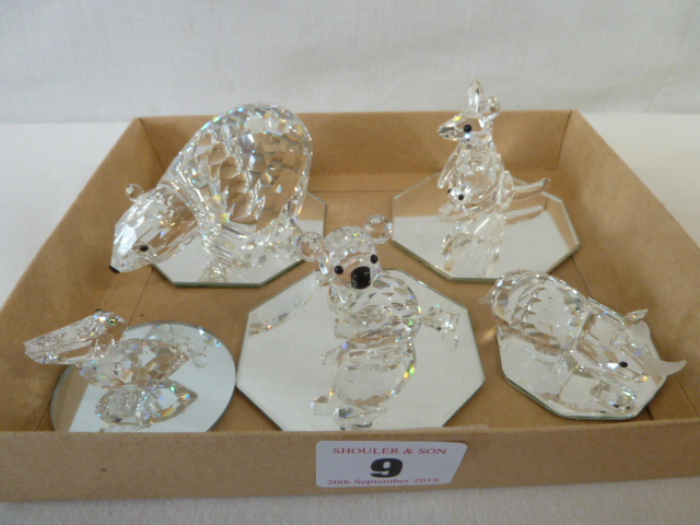 Swarovski crystal animals - kangaroo, koala, pelican, polar bear,