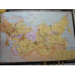 East German school wall-map of Russian & Mongolian industrial geography - Hermann Haack, Leipzig,