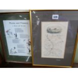 Map of the various meets of the Quorn Hounds signed print & verse - Phoxes and Feasants - Curtis