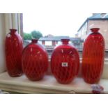 2 Pairs Dartington Innovate red glass vases