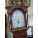 19thC oak and mahogany longcase 30 hour painted dial clock