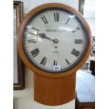 Early 20thC circular dial pendulum wall clock with single fusee movement - Darling and Wood