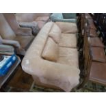 Early 20thC pink satin drop end sofa