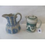 19thC pottery water pot and jug (2)