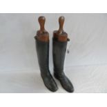 Leather riding boots and trees - size 7