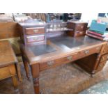 Victorian oak galleried writing desk