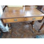 Early 20thC walnut and mahogany sofa table