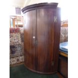 Georgian mahogany 1/4 cylinder corner cupboard