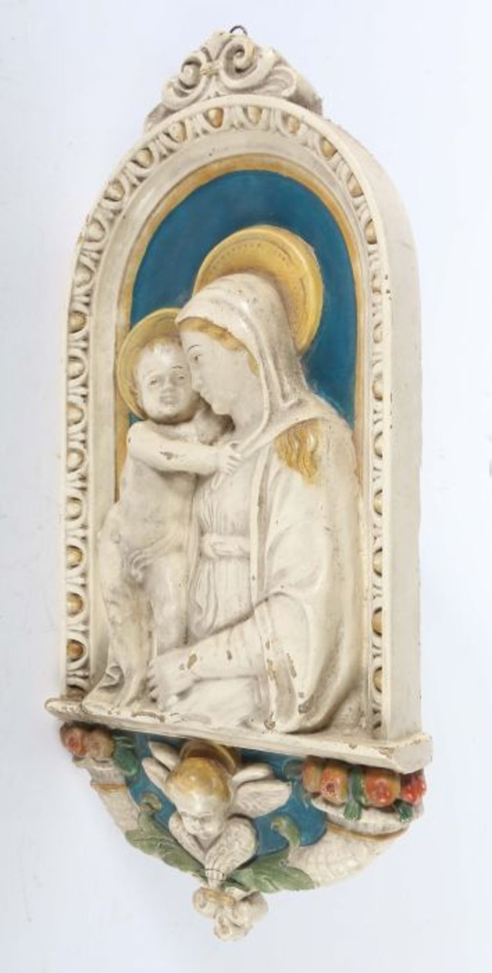 Bildhauer des 19. Jh. wohl Italien um 1900, Madonnen Hochrelief nach Andrea della Robbia (Florenz - Bild 2 aus 3