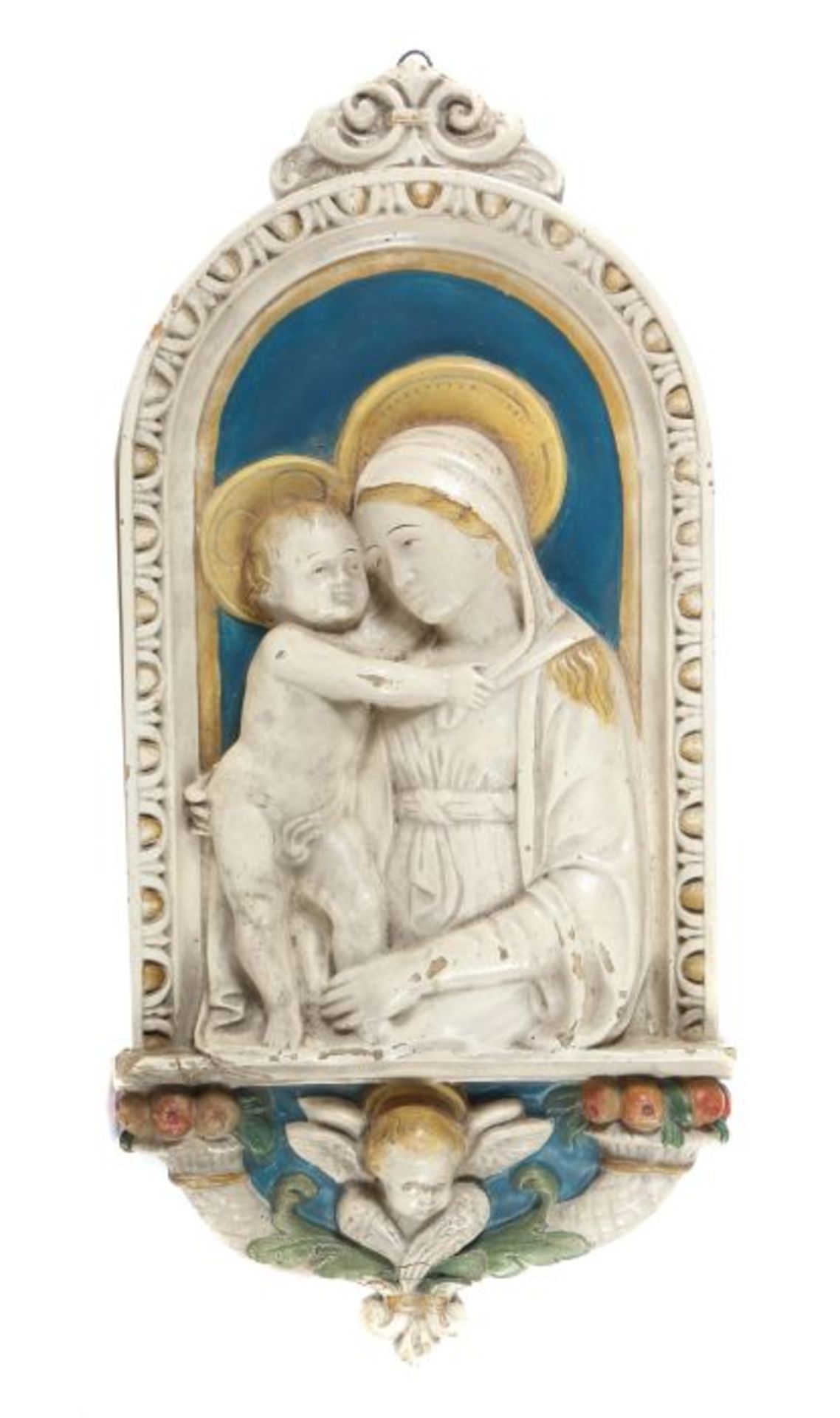 Bildhauer des 19. Jh. wohl Italien um 1900, Madonnen Hochrelief nach Andrea della Robbia (Florenz