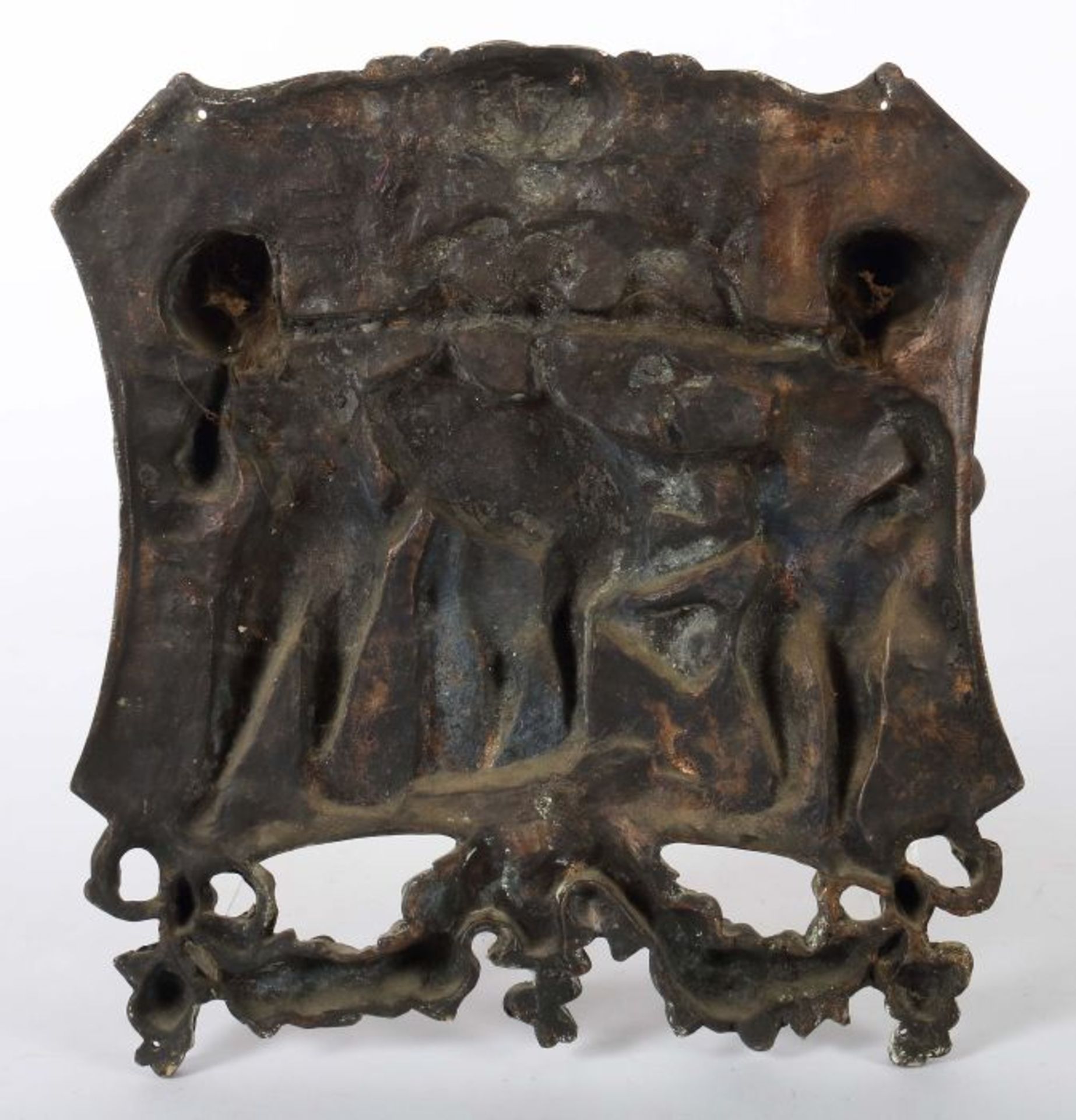 Bildhauer des 19./20. Jh. "Putten mit Jagdbeute", Bronze, reliefierte Darstellung zweier Putten, die - Bild 2 aus 2