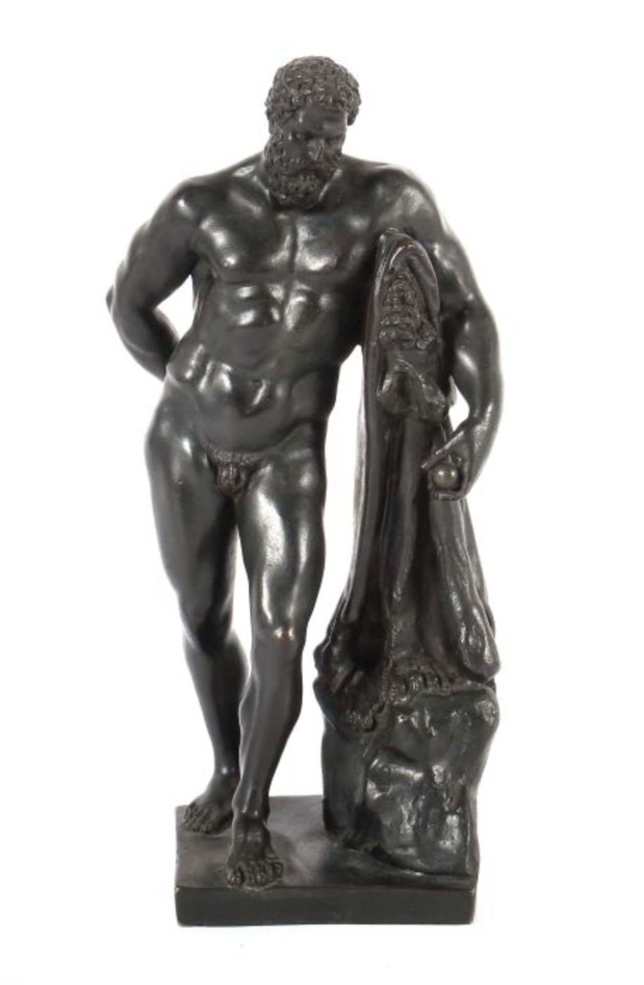 Bildhauer des 19. Jh. "Herkules Farnese ", ruhend auf Keule und Löwenfell gestützt, vollplastische