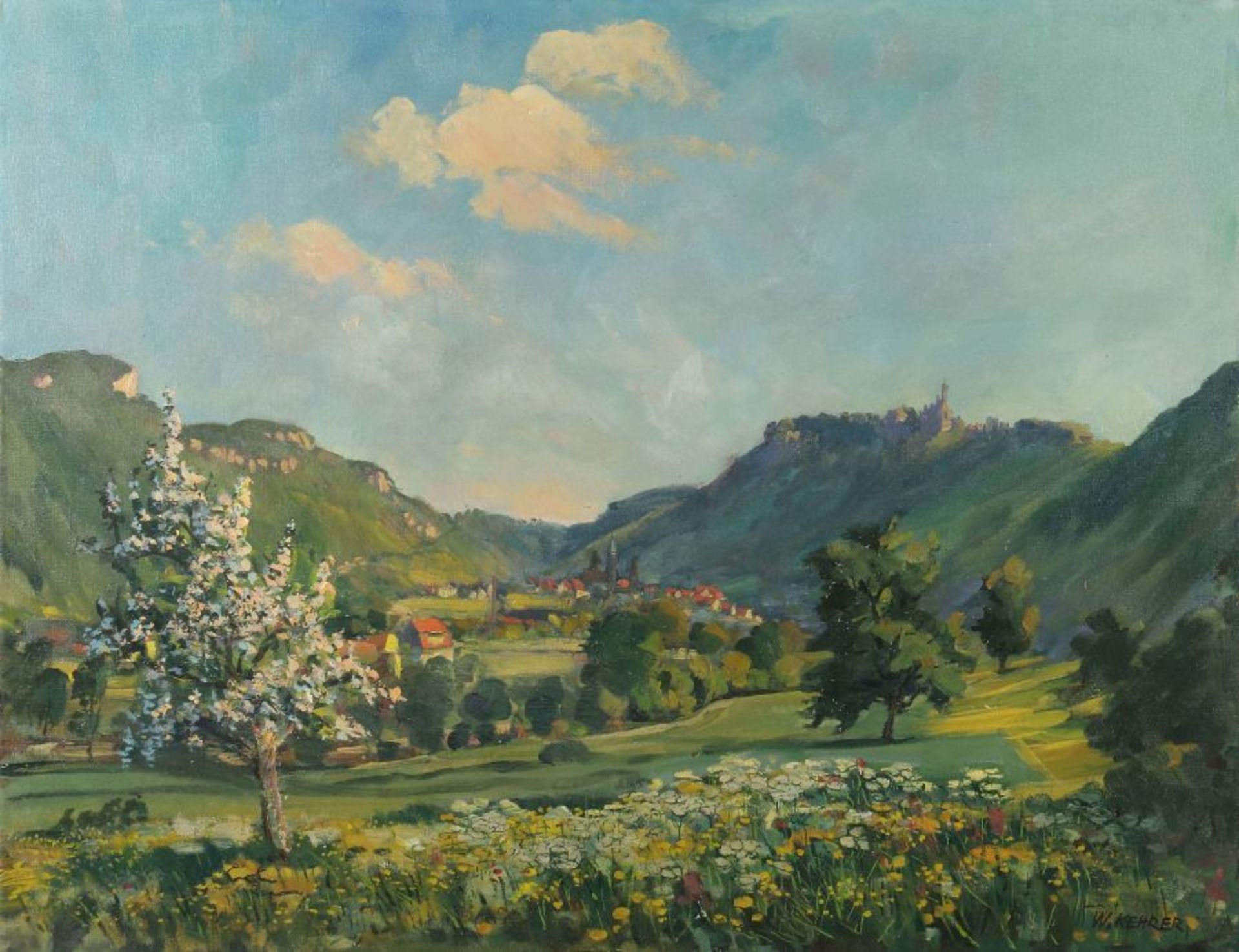 Kehrer, Wilhelm 1892 - 1960, Maler, ansässig in Reutlingen. "Blick auf Liechtenstein",