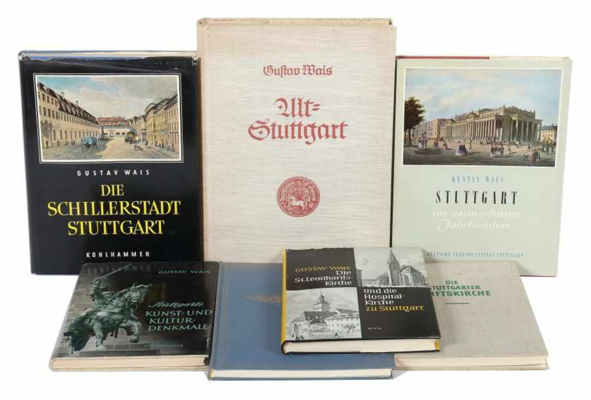 7 Bücher Gustav Wais best. aus: Die Stuttgarter Stiftskirche, Kohlhammer, 1952; Die St. Leonhards-
