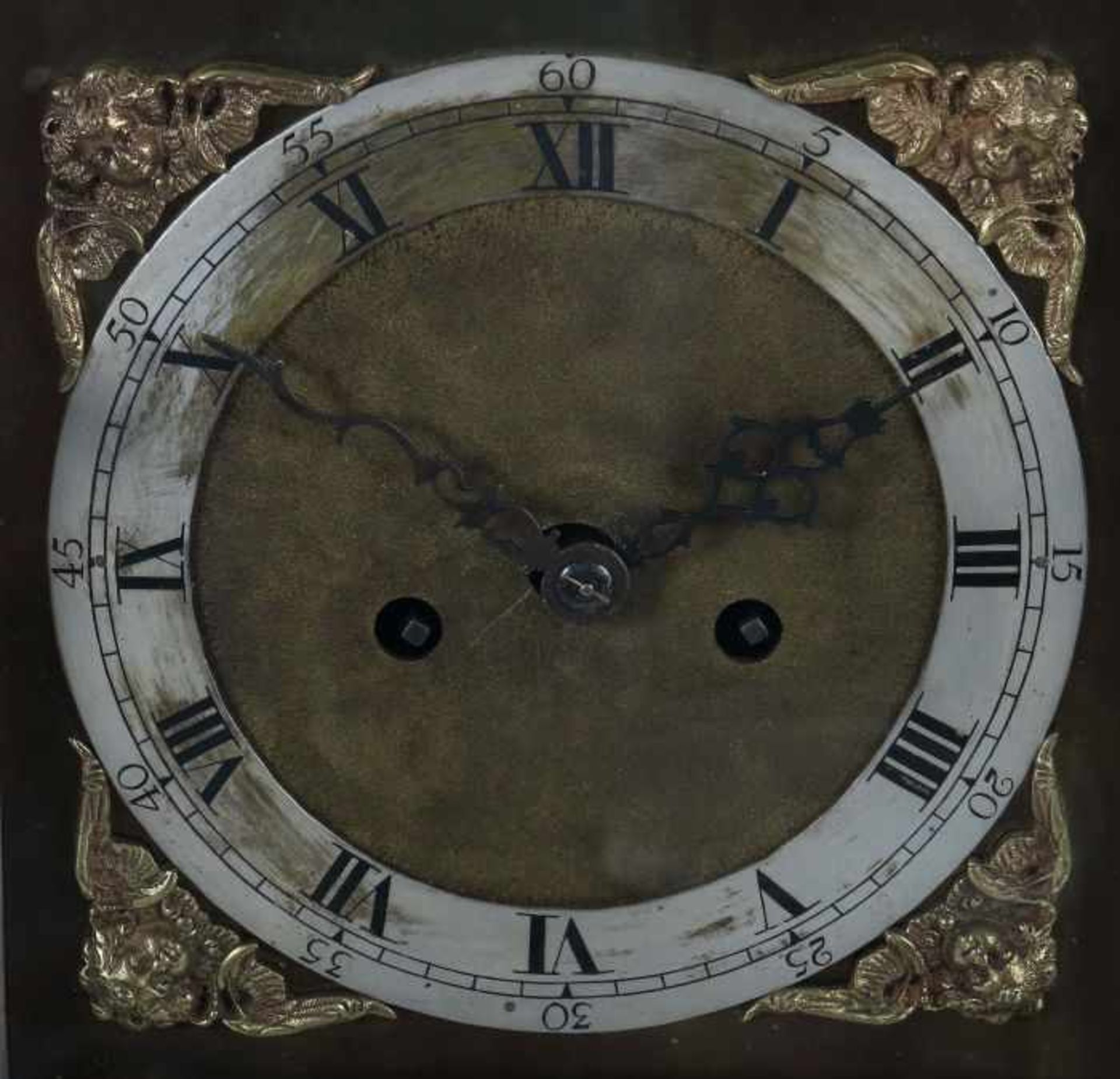 Bracket-Clock England, um 1800, Holzgehäuse mit Messingbeschlag mit Rocaillen und plastisch - Bild 3 aus 4