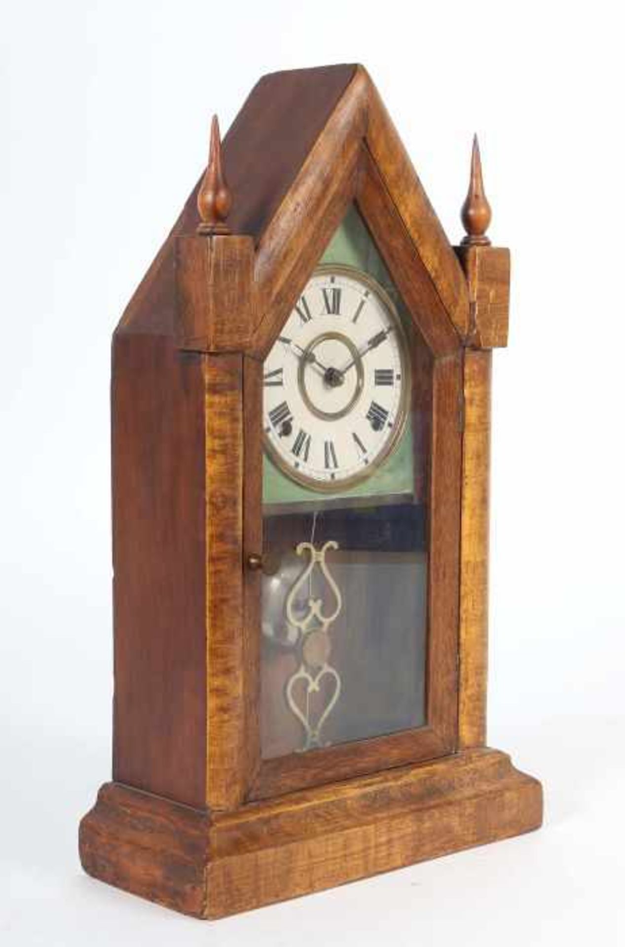 Ansonia Gothic Clock USA, Ende 19. Jh., römische Stundenzahlen auf Papierzifferblatt, in - Bild 2 aus 2