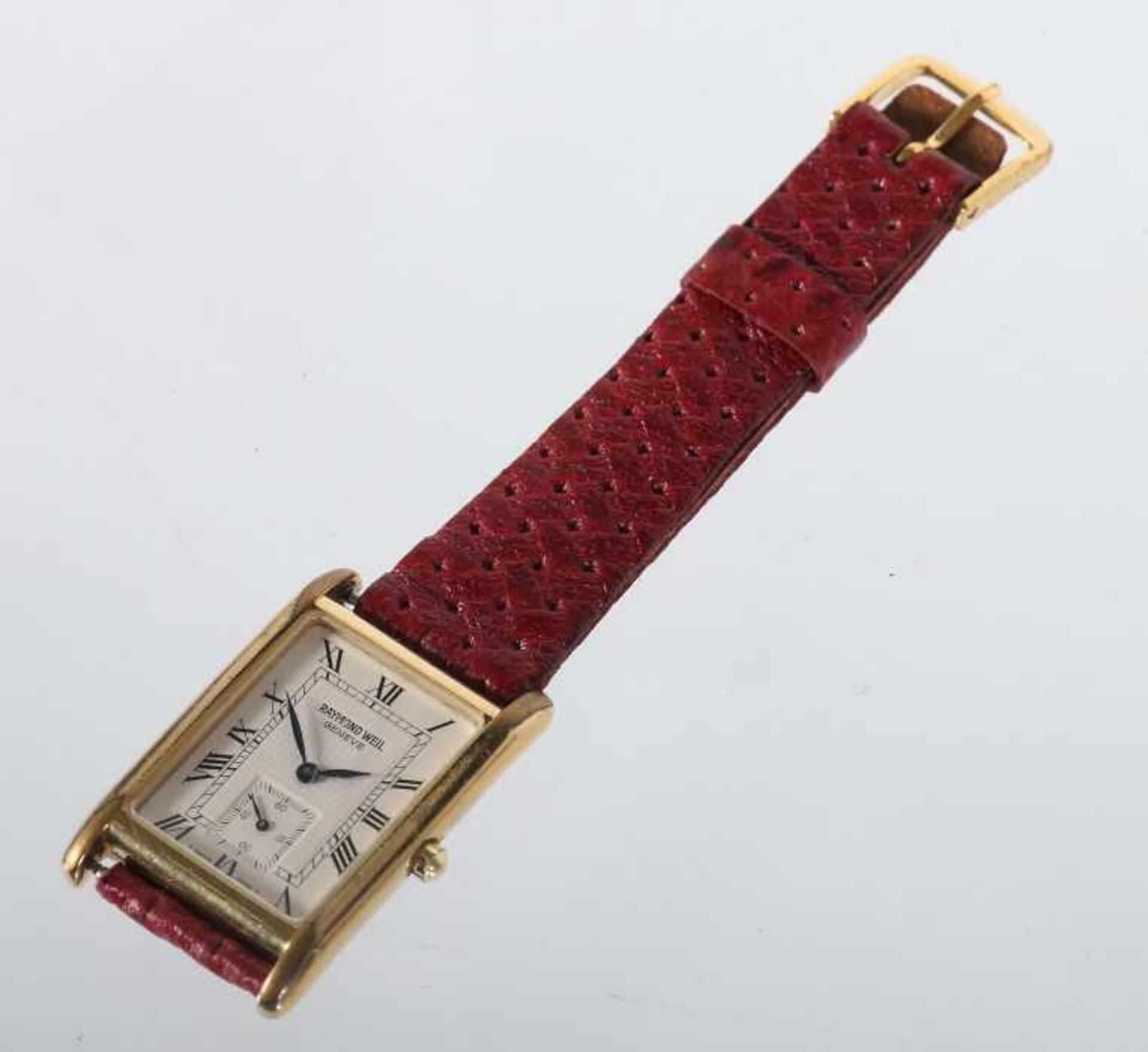 Herrenarmbanduhr Schweiz/Genf, Raymond Weil, vintage, Edelstahl/vergoldet, hochrechteckiges beiges - Bild 2 aus 2