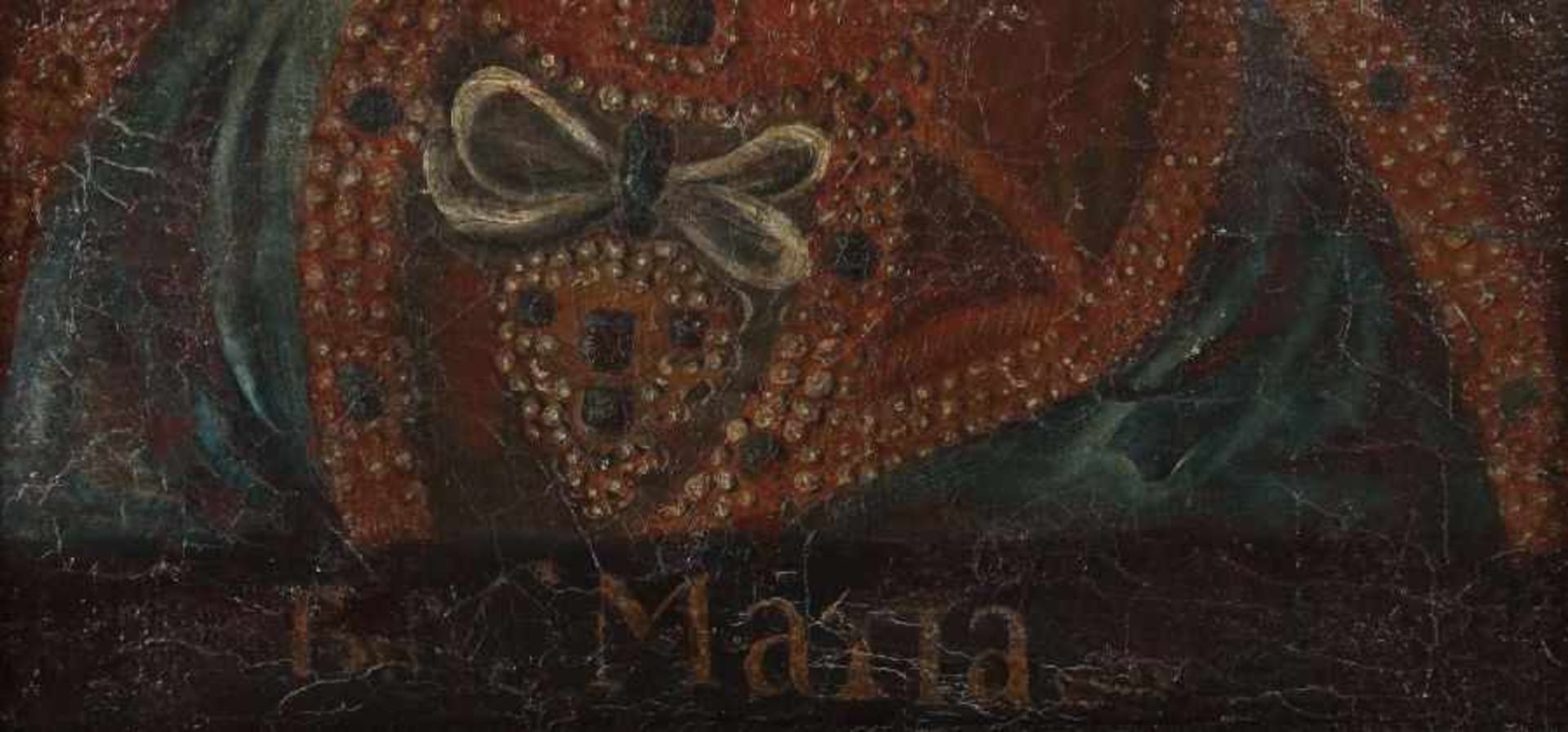 Maler des 17./18. Jh. "Maria", Brustbildnis der von Blumenkranz bekrönten Jungfrau Maria mit - Bild 4 aus 5