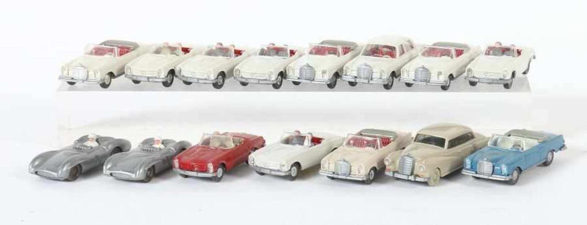 Konvolut Mercedes-Benz Wiking, M: 1:87, meist 1960er/70er Jahre, 15-tlg. best. aus: 11 Carios, 2