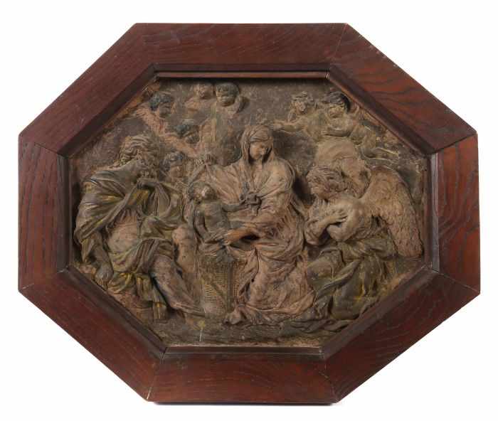 Terrakotta-Relief "Anbetung Christi"Spätbarock, um 1700/30, Italien oder Münchner Raum, rötlicher