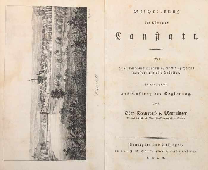 Memminger (Hrsg.)Beschreibung des Oberamts Canstatt, Stuttgart/Tübingen, Cotta, 1832, mit einer - Image 2 of 2