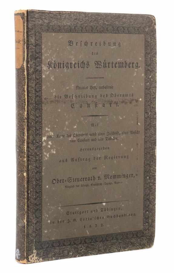 Memminger (Hrsg.)Beschreibung des Oberamts Canstatt, Stuttgart/Tübingen, Cotta, 1832, mit einer