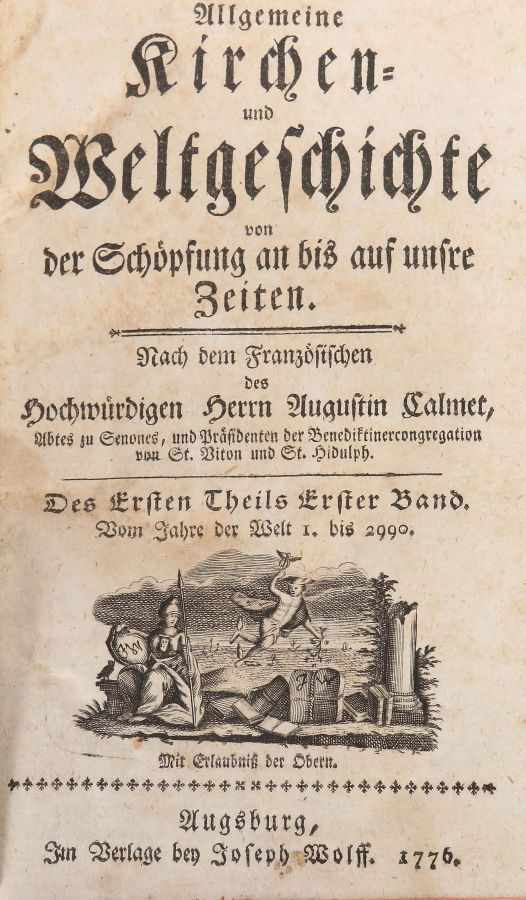 Calmet, AugustinAllgemeine Kirchen- und Weltgeschichte von der Schöpfung an bis auf unsre Zeiten. - Image 2 of 3