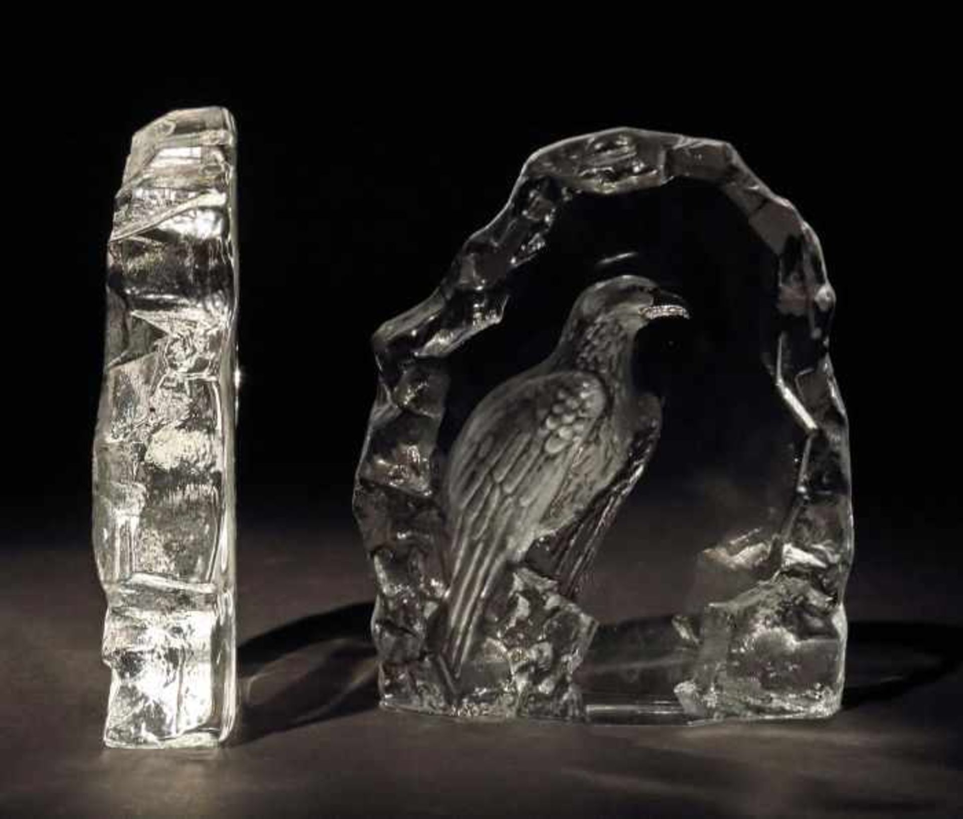 Jonasson, Matsgeb. 1945. 2 Glasskulpturen, Maleras Glasbruk, Schweden, farbloses Kristallglas, - Bild 2 aus 3