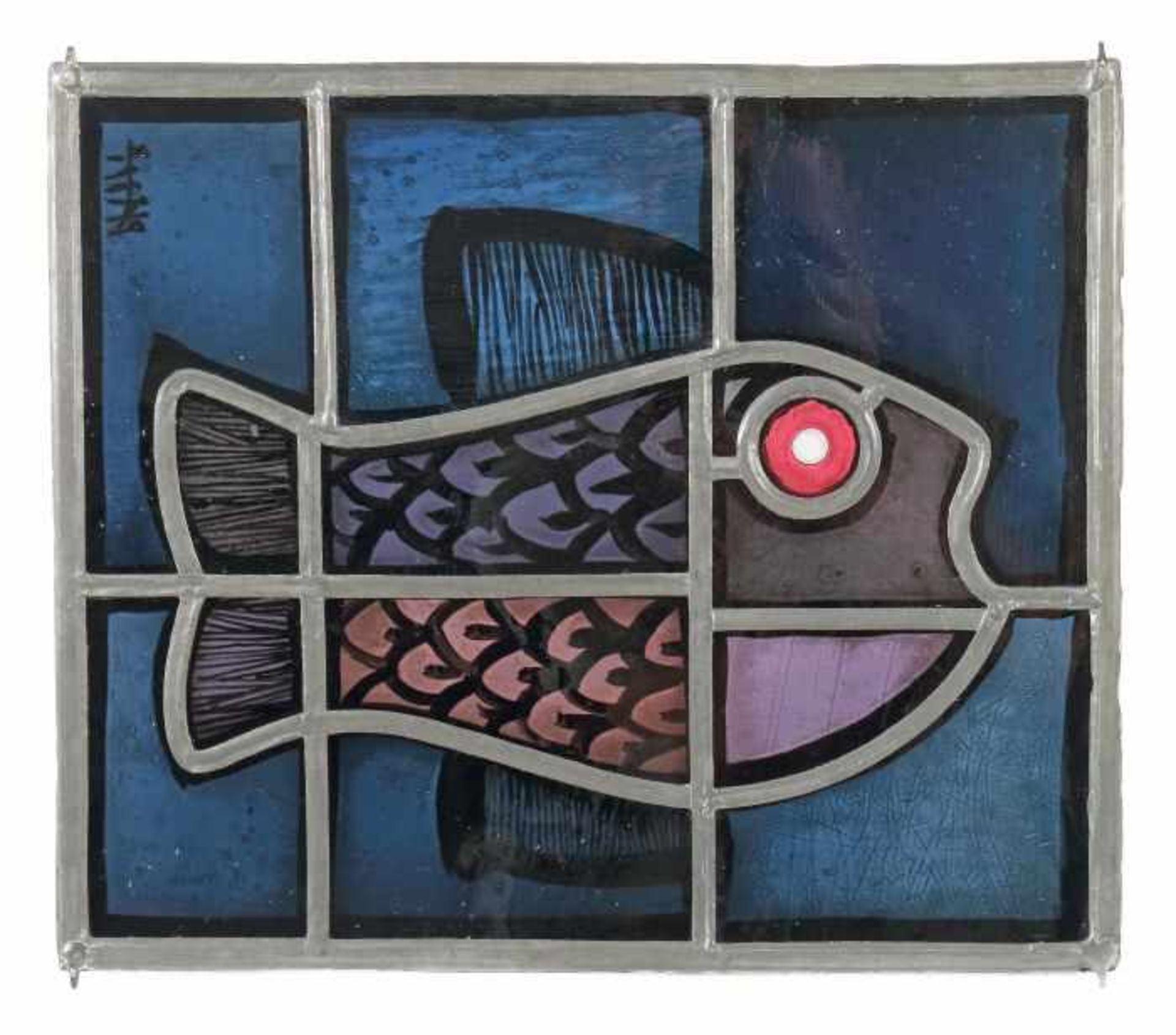 Piatti, CelestinoWangen, Schweiz 1922 - 2007 Duggingen, Schweiz. Glasfenster "Fisch", wohl aus der
