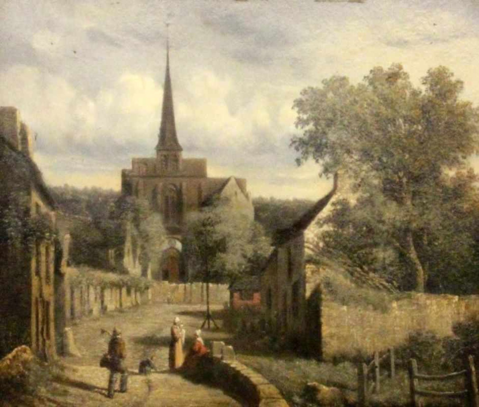 DE KOCK, LOUIS EVRARD CONRAD Saumur, Loire um 1815 - ? Romantische Dorfstraße mit Kirche und - Bild 3 aus 3
