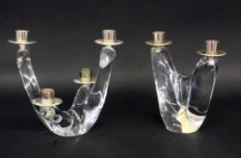 ZWEI GLASLEUCHTER Schneider, France Farbloses Glas im modernen Design. Signiert. TWO GLASS