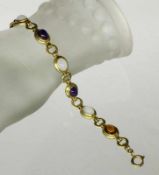 ARMBAND Silber vergoldet mit verschiedenen Edelsteinen. Brutto ca. 14,3g, L.19,5cm A BRACELET