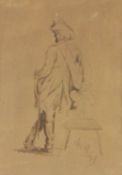 MENZEL, ADOLPH VON Breslau 1815 - 1905 Berlin Preußischer Soldat. Bleistift-Zeichnung auf braunem