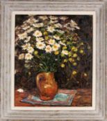 DURIEZ, JULES Frankreich 1900 - 1993 Blumen in der Vase. Öl/Holz, signiert. 65x54cm, Ra. DURIEZ,