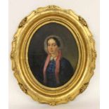PORTRAITMALER 19.Jh. Ovales Damenbildnis. Öl/Karton, 27x21cm, Ra. Risse in der Farbe PORTRAIT