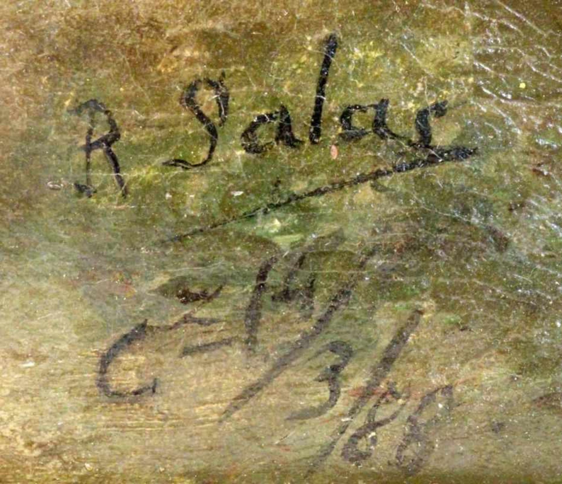 SALAS, RAFAEL (attr.) Spanischer Maler 1830 - 1906 Liebespaar unter einem Baum. Öl/Lwd., signiert - Image 2 of 2