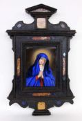 PORZELLANGEMÄLDE Meissen um 1800 Betende Madonna. Im zeitgenössischen Holzrahmen. 21,5x17,5cm,