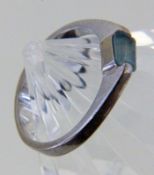 RING MIT AQUAMARIN 585/000 Weißgold. Gr. 54, Brutto ca. 4g A RING WITH AQUAMARINE 585/000 white