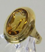 DAMENRING 585/000 Gelbgold mit Citrin. Gr. 52, brutto ca. 4g A LADIES RING 585/000 yellow gold