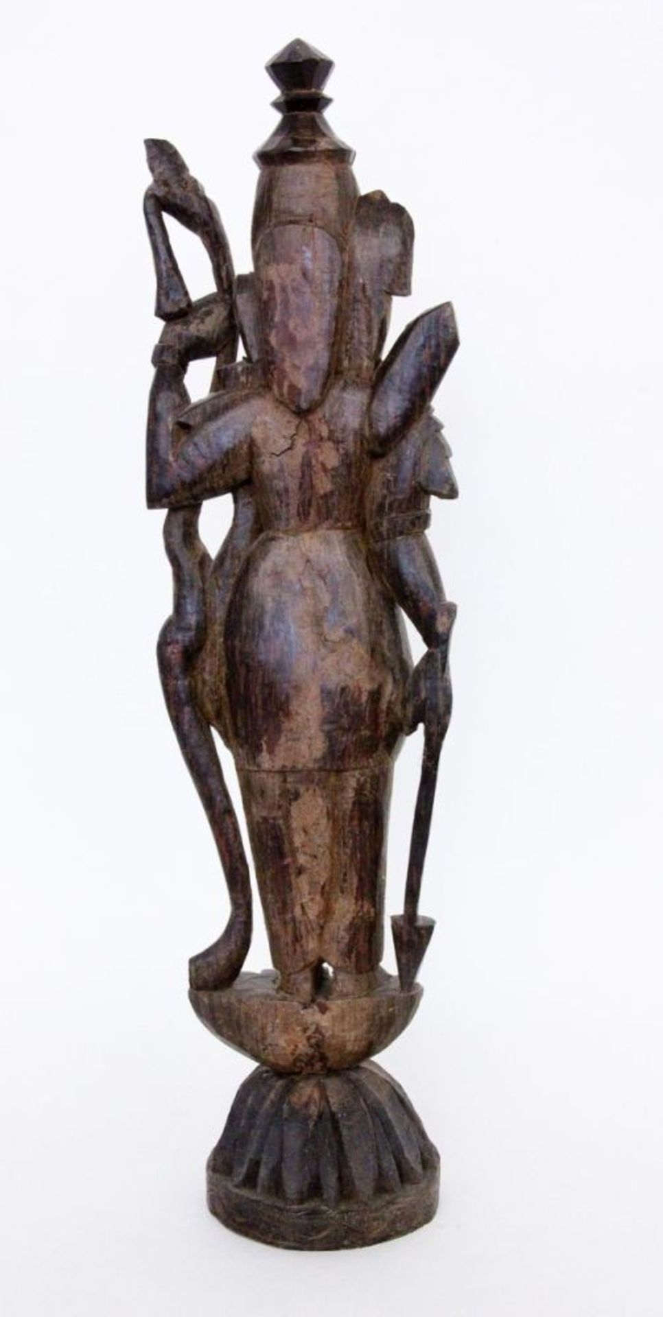 RAMA Indien Stehender Gott Rama auf Lotussockel mit Pfeil und Bogen. Ebenholz, geschnitzt. H.64cm - Bild 2 aus 2