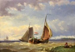 THOMAS, H. Niederlande, 19.Jh. Fischerboote am Ufer. Öl/Holz, signiert und undeutl. dat.: (18)74.