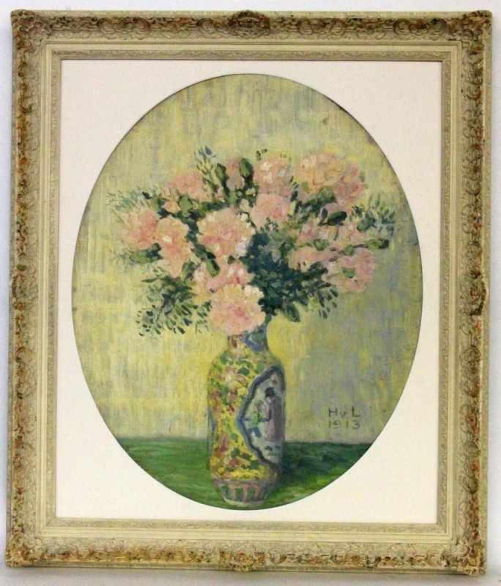 LAURENS, HEDWIG VON 1872 - ? Blumen in der Vase. Mischtechnik auf Karton, monogr. und datiert: 1913.