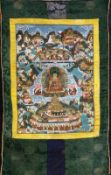 THANGKA Tibet Vielfigurige Seidenmalerei mit buddhistischer Darstellung. Bildmaß 45x32cm THANGKA